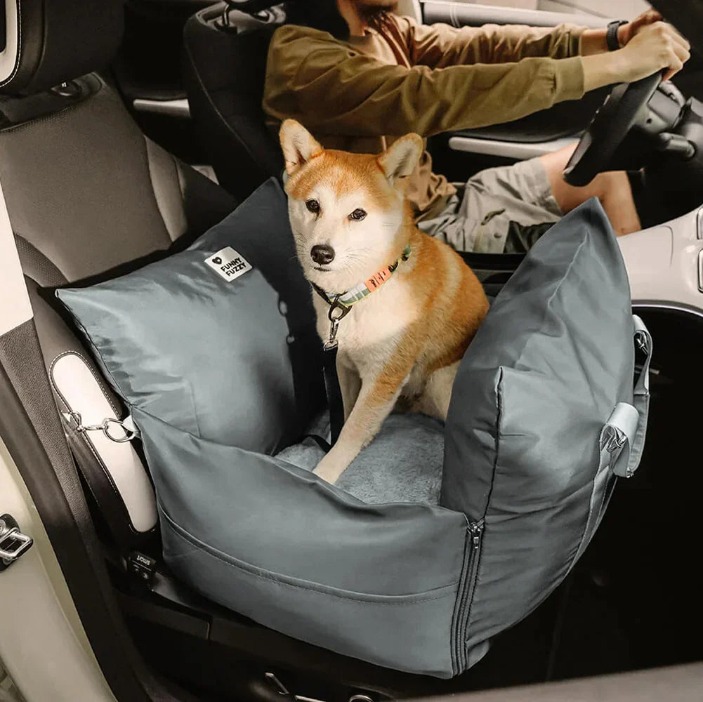 Funny Fuzzy Pet Car Seat Carrier Water-Resistant Travel Bed for Small Dogs Cats — Main Image