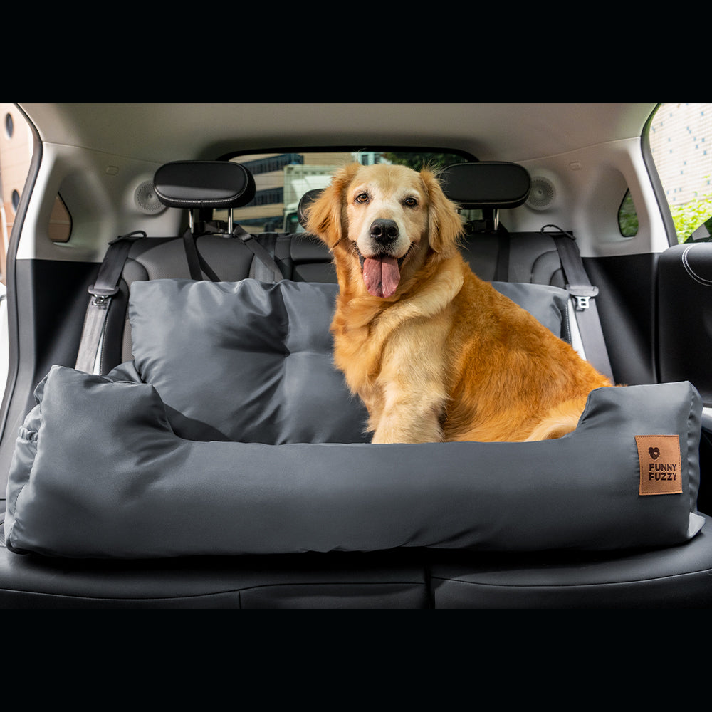 Funny Fuzzy Pet Car Seat Bed Plush Cushion Safety Belts Gray — Image 12