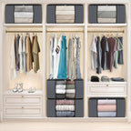 Fab Totes Foldable Storage Bags Large Capacity Organizer with Clear Window and Handles Gray Fabric — Image 7