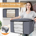 Fab Totes Foldable Storage Bags Large Capacity Organizer with Clear Window and Handles Gray Fabric — Image 2