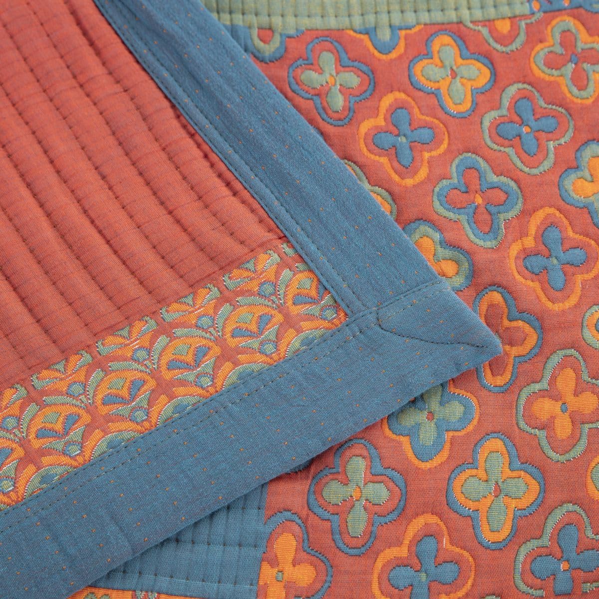 Patchwork Quilt Set Cotton Multicolor Reversible Lightweight Bedding King — Image 4