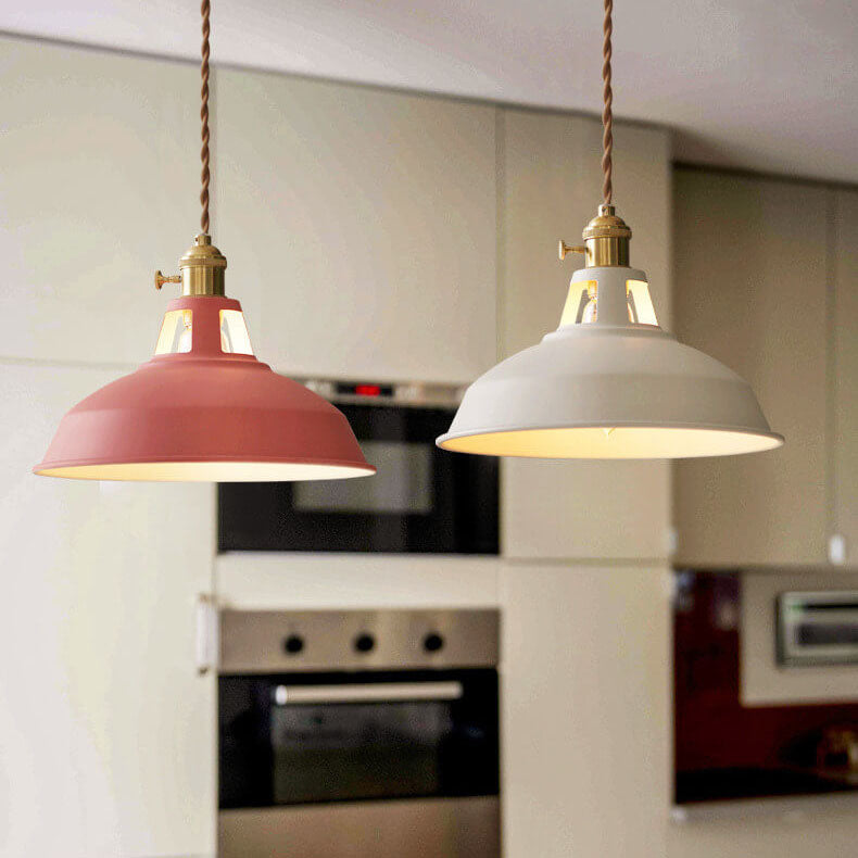 Vintage Industrial Pendant Light with Multi-Color Metal Lampshade — Image 2