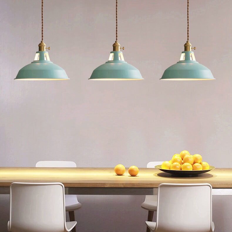 Vintage Industrial Pendant Light with Multi-Color Metal Lampshade — Image 5