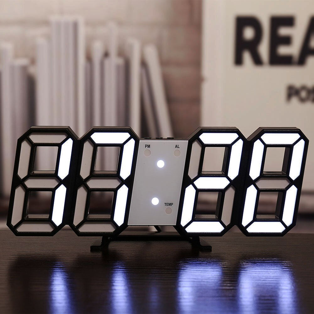 LED Digital Alarm Clock Wall Mountable Desk Clock with Temperature Display Adjustable Brightness — Image 12