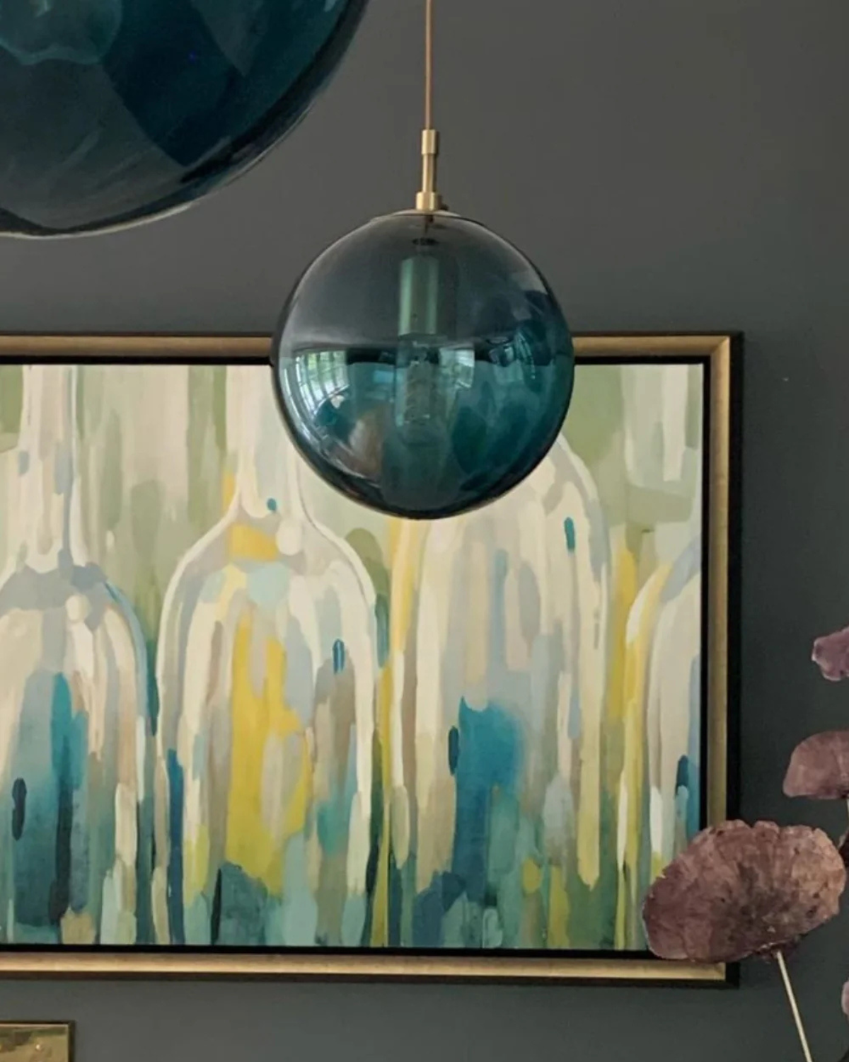 Modern Glass Pendant Light Elegant Globe Design Multiple Colors for Dining Room Kitchen Living Space — Image 6