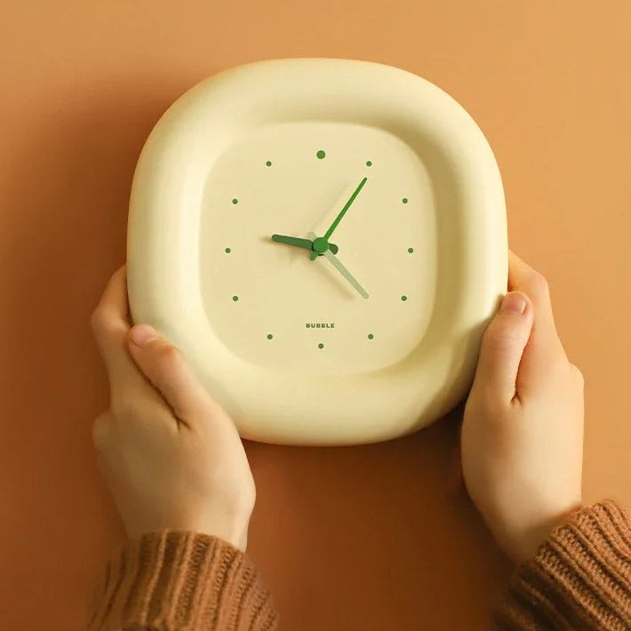 BUBBLE Desk Clock Silent Non-Ticking Cream Plastic Modern Design — Image 2