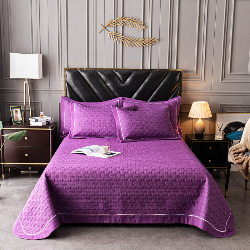 Elegant Quilted Bedspread Set Blue Cotton King Size Soft Hypoallergenic — Image 13
