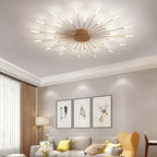 Modern Sputnik LED Ceiling Light Fixture Metal Starburst Chandelier Black Gold — Image 6
