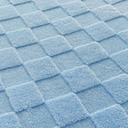 Luxurious Plush Checkered Bedspread Set - Blue, Soft Polyester, Queen Size — Image 3