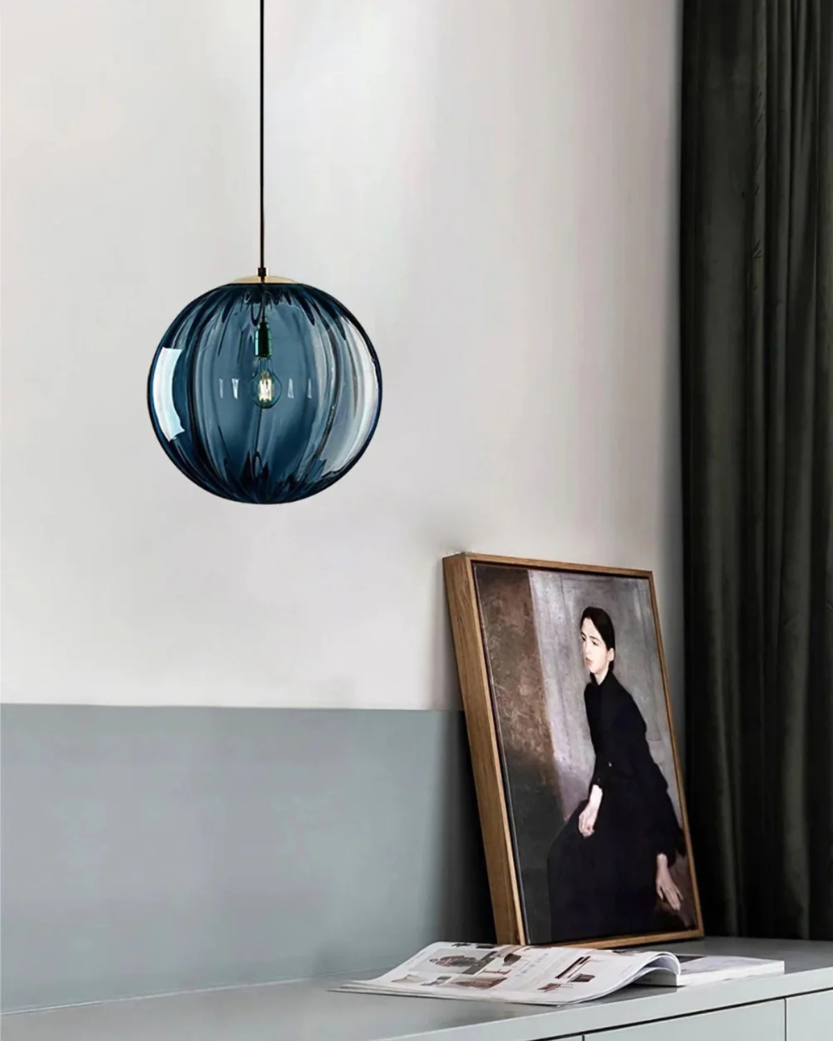 Modern Glass Pendant Light Elegant Globe Design Multiple Colors for Dining Room Kitchen Living Space — Image 12