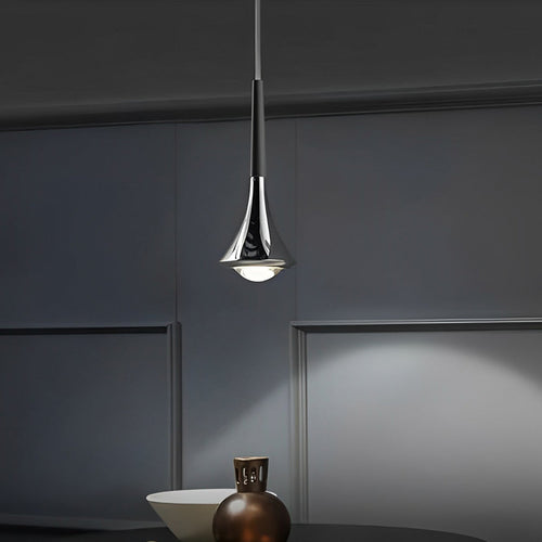 Modern Pendant Light Fixture Chrome Finish Adjustable Height LED Dining Room — Main Image