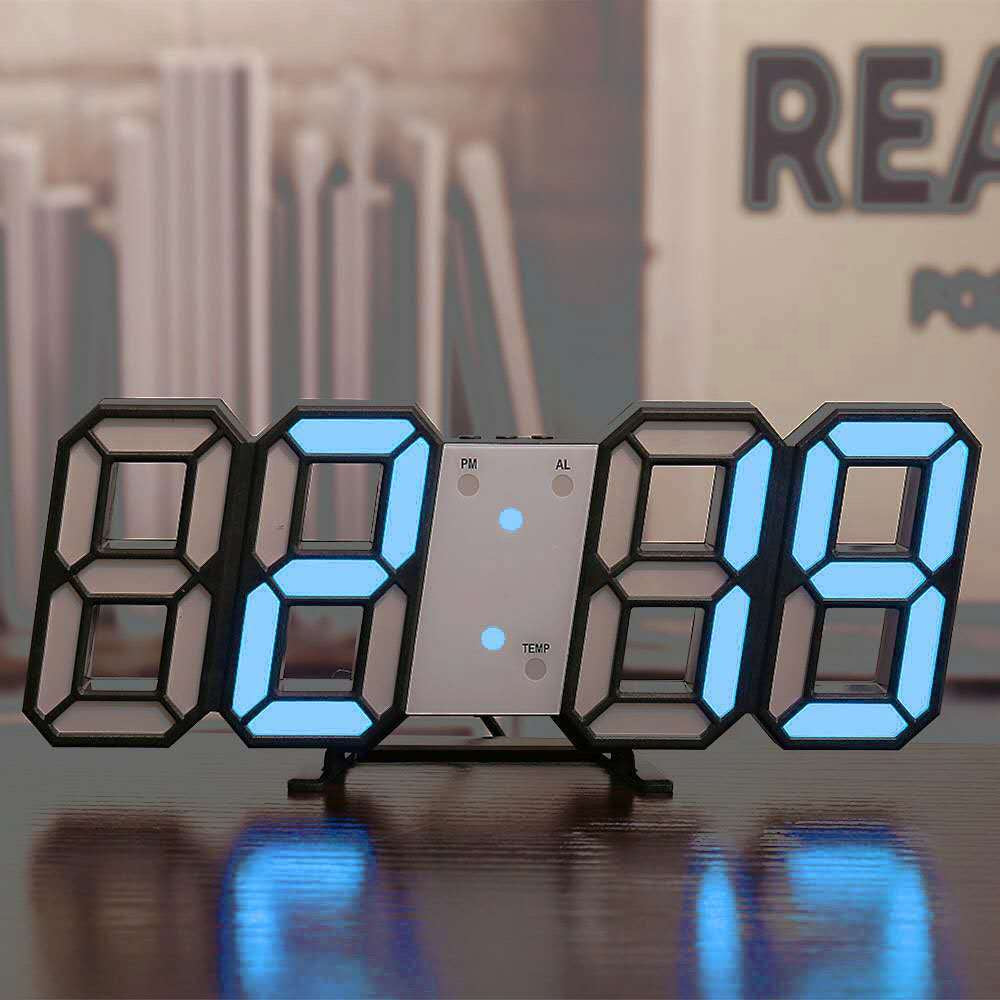 LED Digital Alarm Clock Wall Mountable Desk Clock with Temperature Display Adjustable Brightness — Image 13