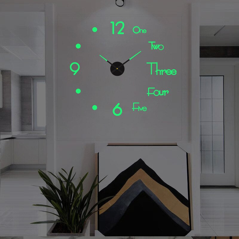 Modern DIY 3D Wall Clock Large Frameless Acrylic Mirror Surface Home Decor — Image 9