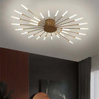 Modern Sputnik LED Ceiling Light Fixture Metal Starburst Chandelier Black Gold — Image 16
