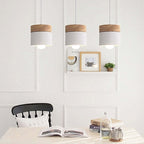 Scandinavian Pendant Light Wood Metal Cylinder Ceiling Fixture Multi-Color — Image 4