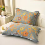 Floral Quilt Set Cotton Reversible Bedding Blue Orange Full/Queen — Image 7