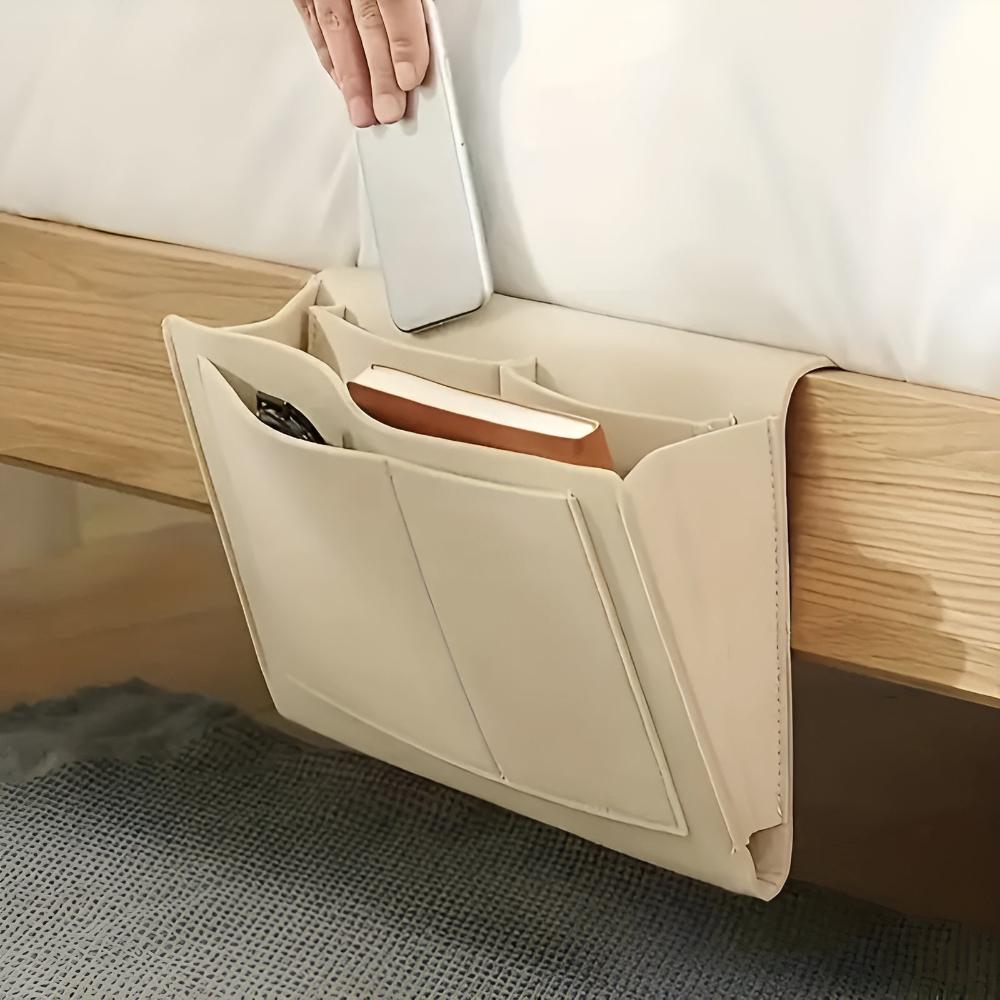 Felt Bedside Storage Organizer Caddy Multi-Pocket Hanging Bag Gray for Tablets and Phones — Image 8
