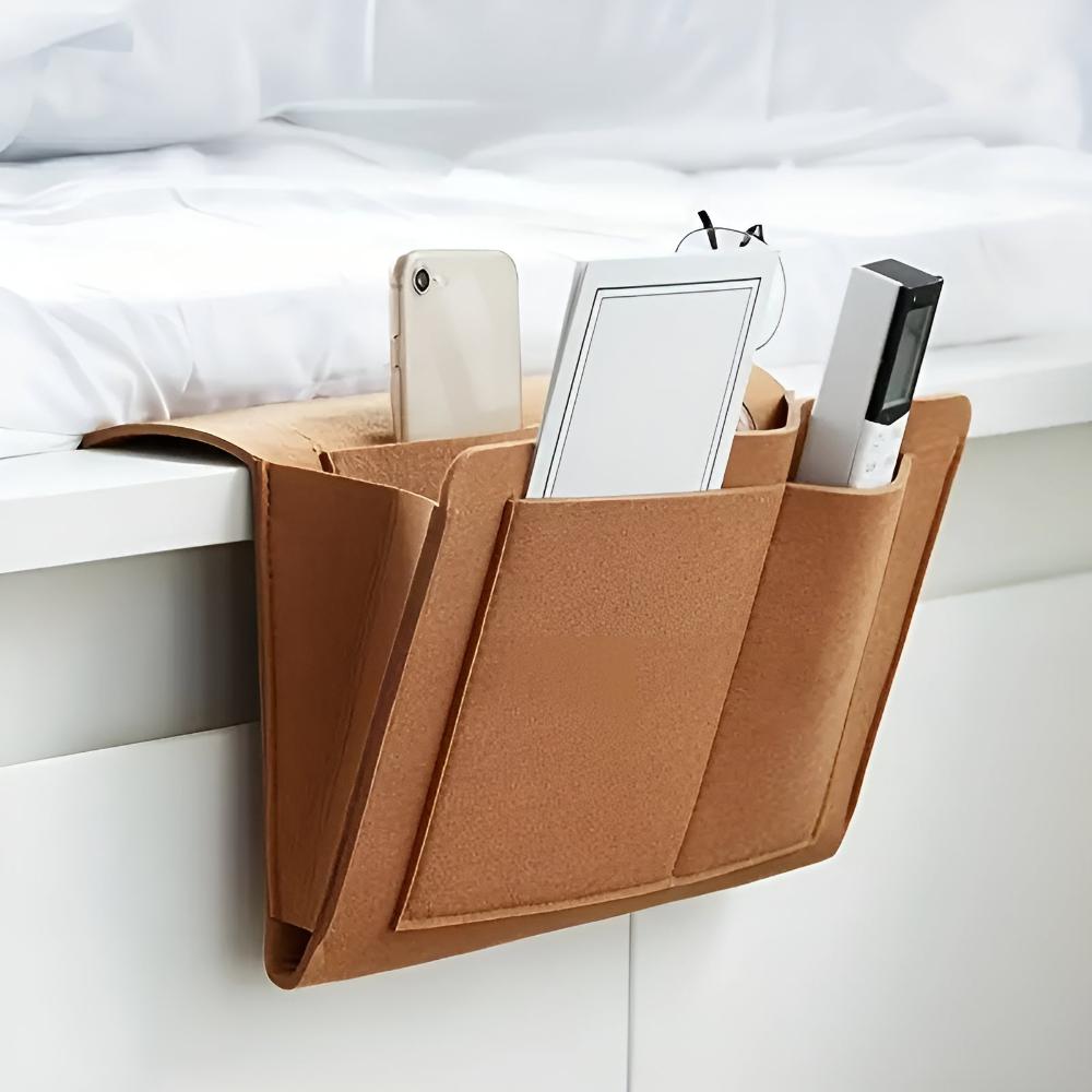 Felt Bedside Storage Organizer Caddy Multi-Pocket Hanging Bag Gray for Tablets and Phones — Image 9