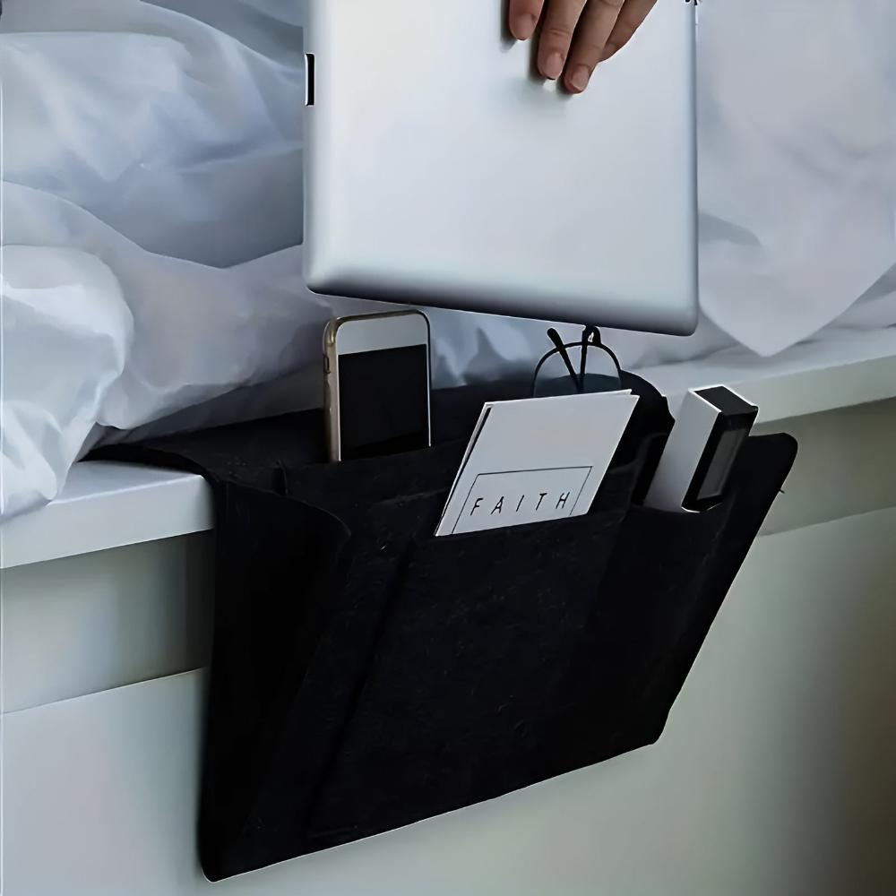 Felt Bedside Storage Organizer Caddy Multi-Pocket Hanging Bag Gray for Tablets and Phones — Image 10