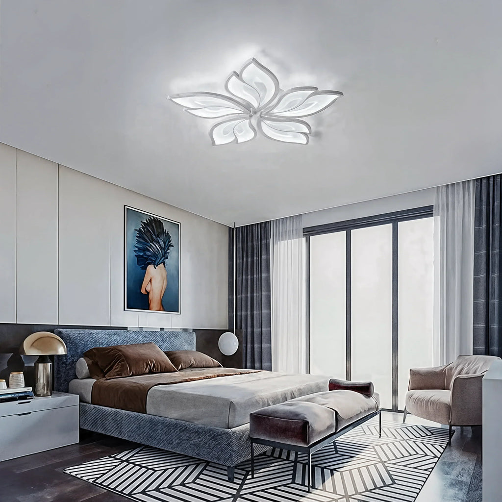 Modern LED Ceiling Light Fixture Flower Design Adjustable Brightness White — Image 4