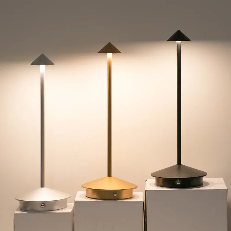 Modern LED Table Lamp Metal Touch Control USB Rechargeable Gold — Image 2