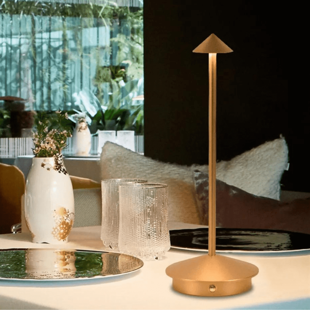 Modern LED Table Lamp Metal Touch Control USB Rechargeable Gold — Image 7