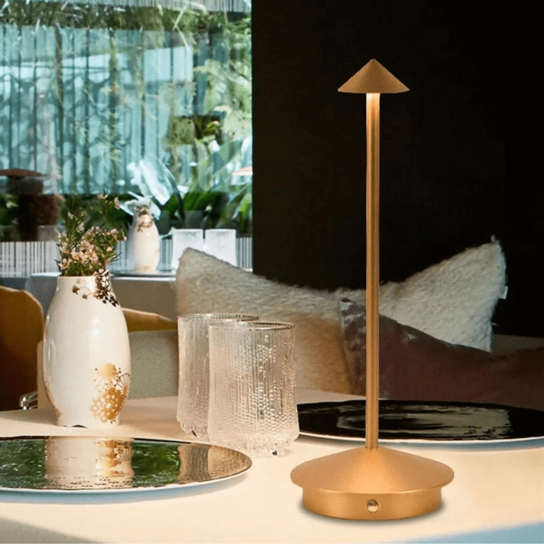 Modern LED Table Lamp Metal Touch Control USB Rechargeable Gold — Image 7