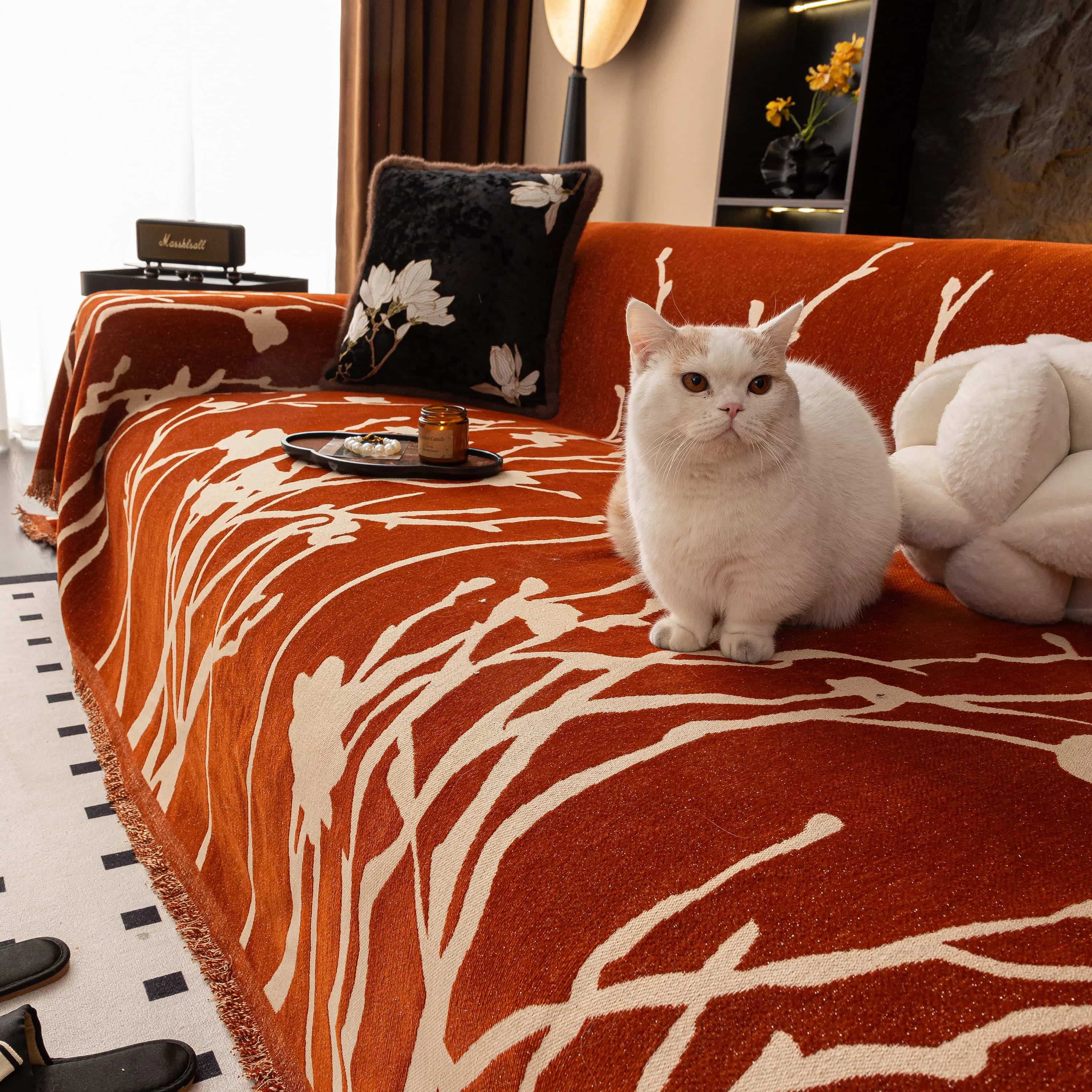 Luxury Chenille Sofa Cover Floral Pattern Couch Protector — Main Image