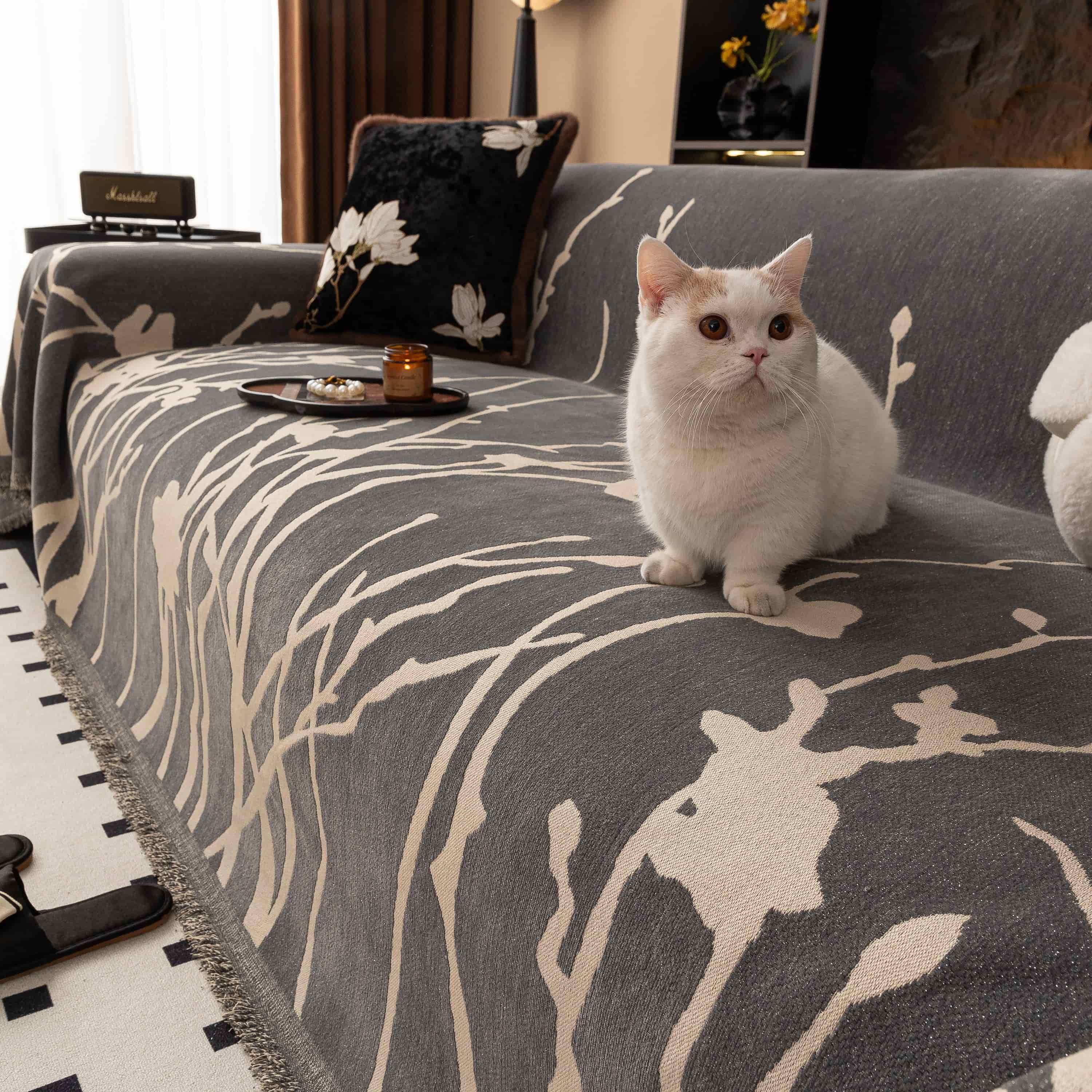 Luxury Chenille Sofa Cover Floral Pattern Couch Protector — Image 13