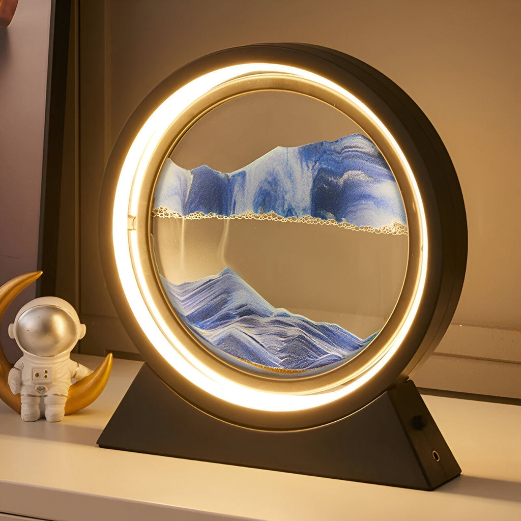 360° Rotating LED Sandscape Art Lamp Black Rechargeable Adjustable Lighting — Image 3