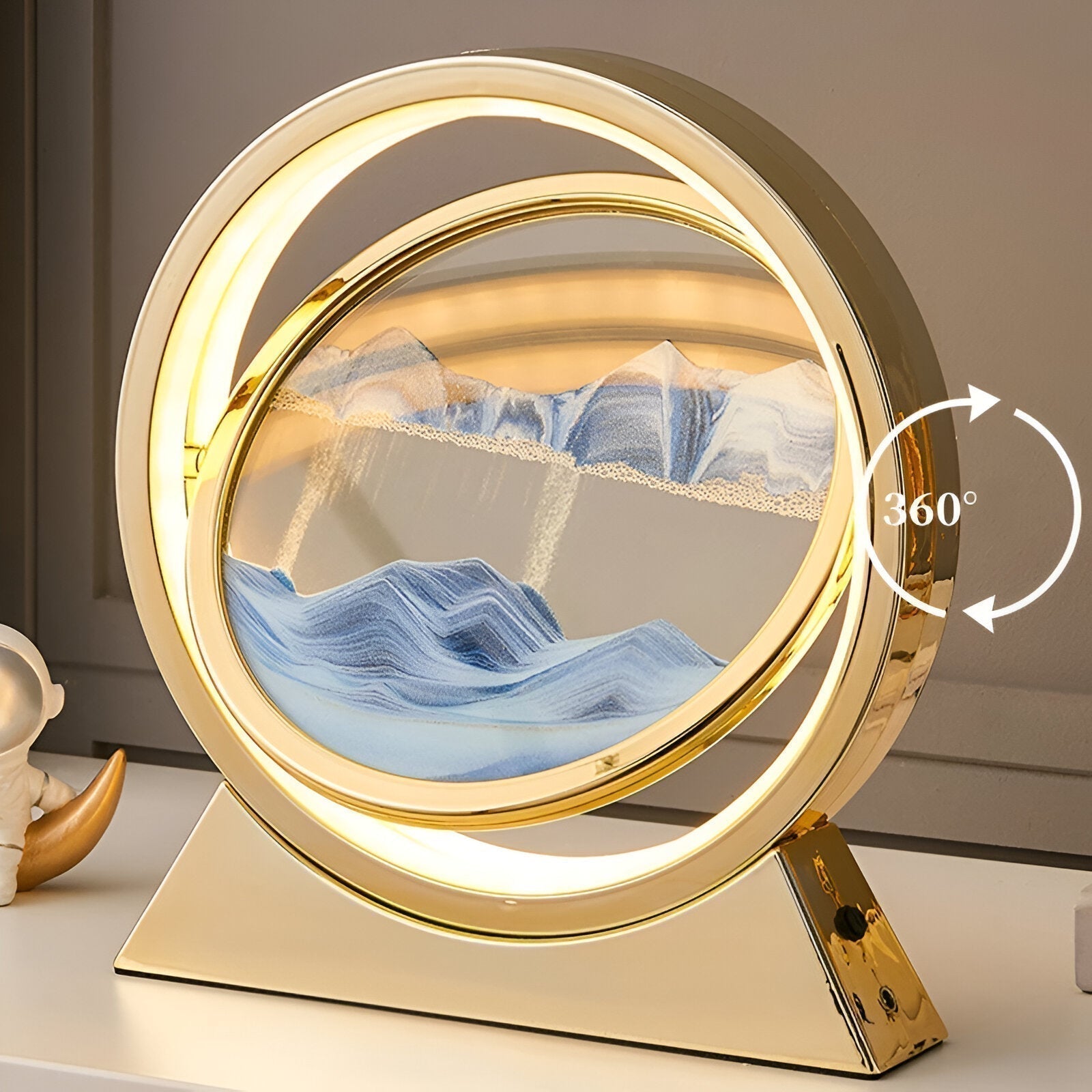 360° Rotating LED Sandscape Art Lamp Black Rechargeable Adjustable Lighting — Image 8