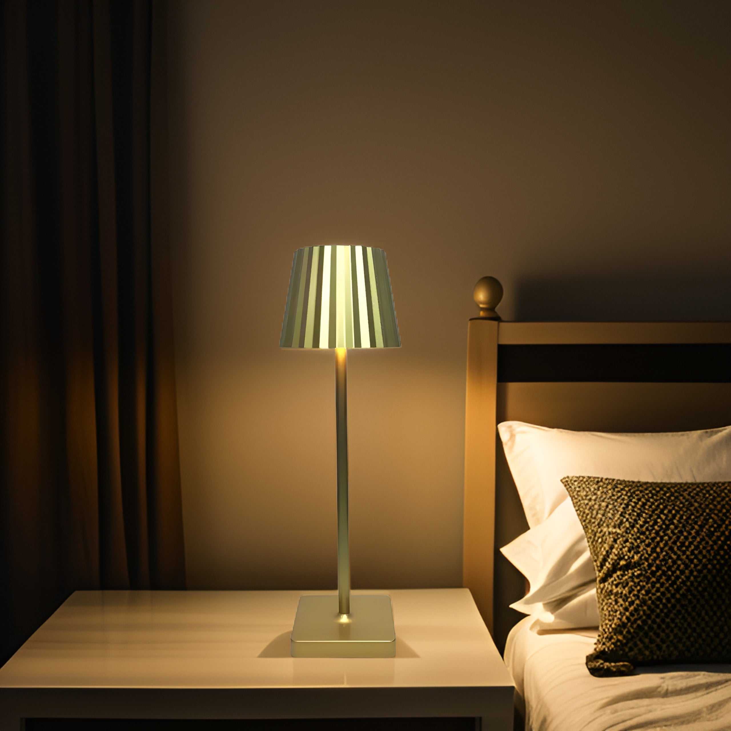 Modern LED Table Lamp Metal USB Rechargeable Touch Control Black — Image 3