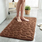 Luxury Memory Foam Bath Mat Non-Slip Absorbent Pebble Design Beige 40x60cm — Image 3