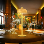 Modern LED Table Lamp Metal Rechargeable Adjustable Brightness Black Gold — Image 2