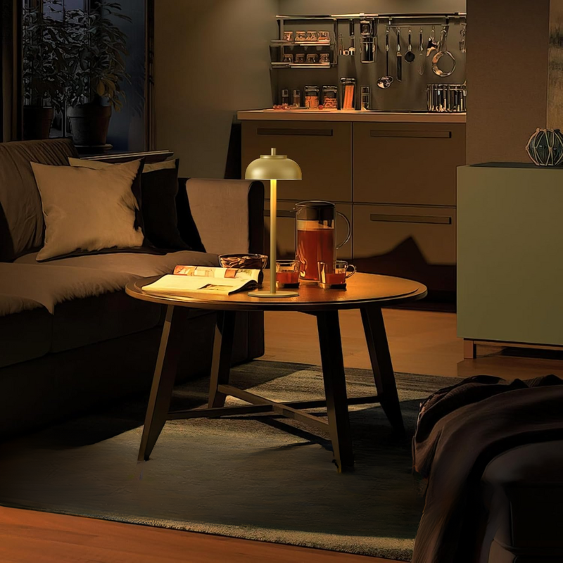 Modern LED Table Lamp Metal Rechargeable Adjustable Brightness Black Gold — Image 3