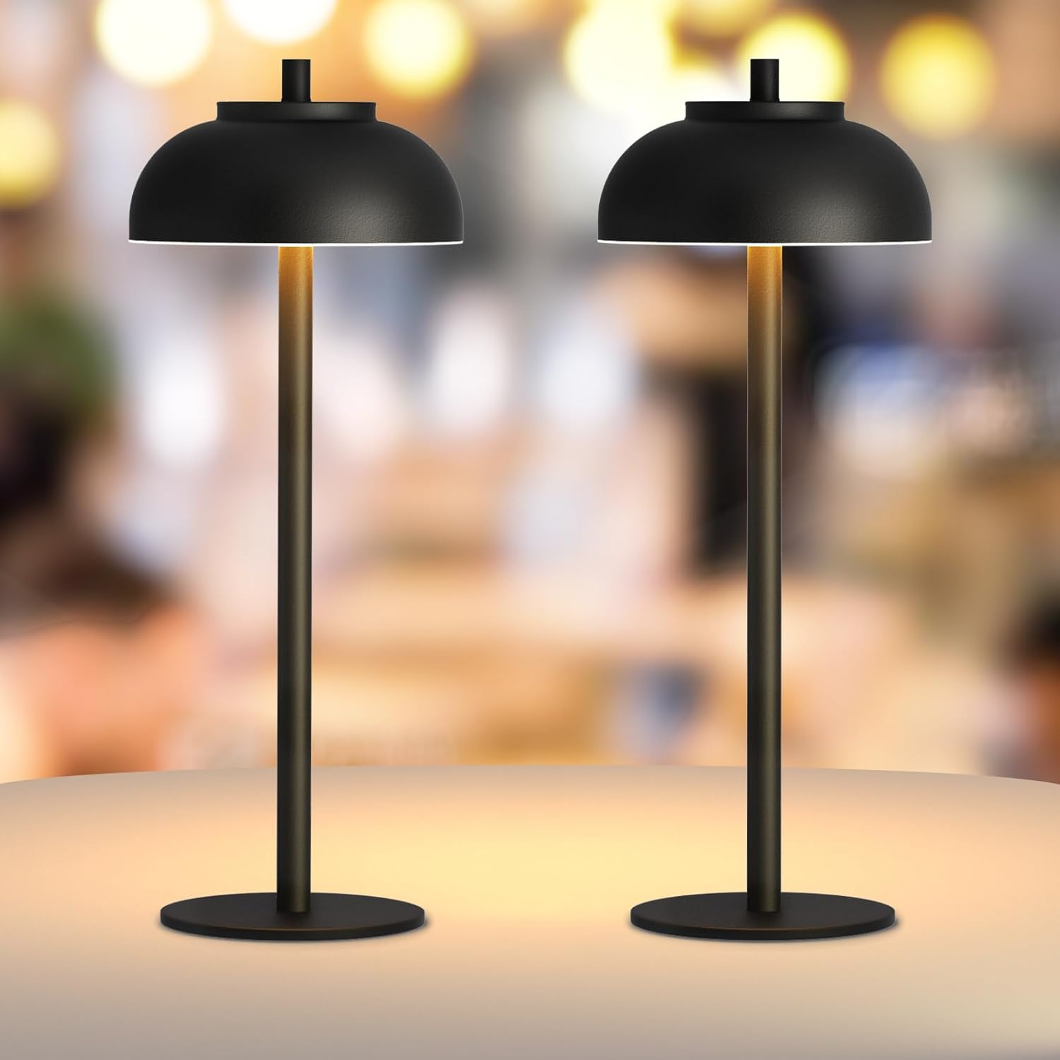 Modern LED Table Lamp Metal Rechargeable Adjustable Brightness Black Gold — Image 4