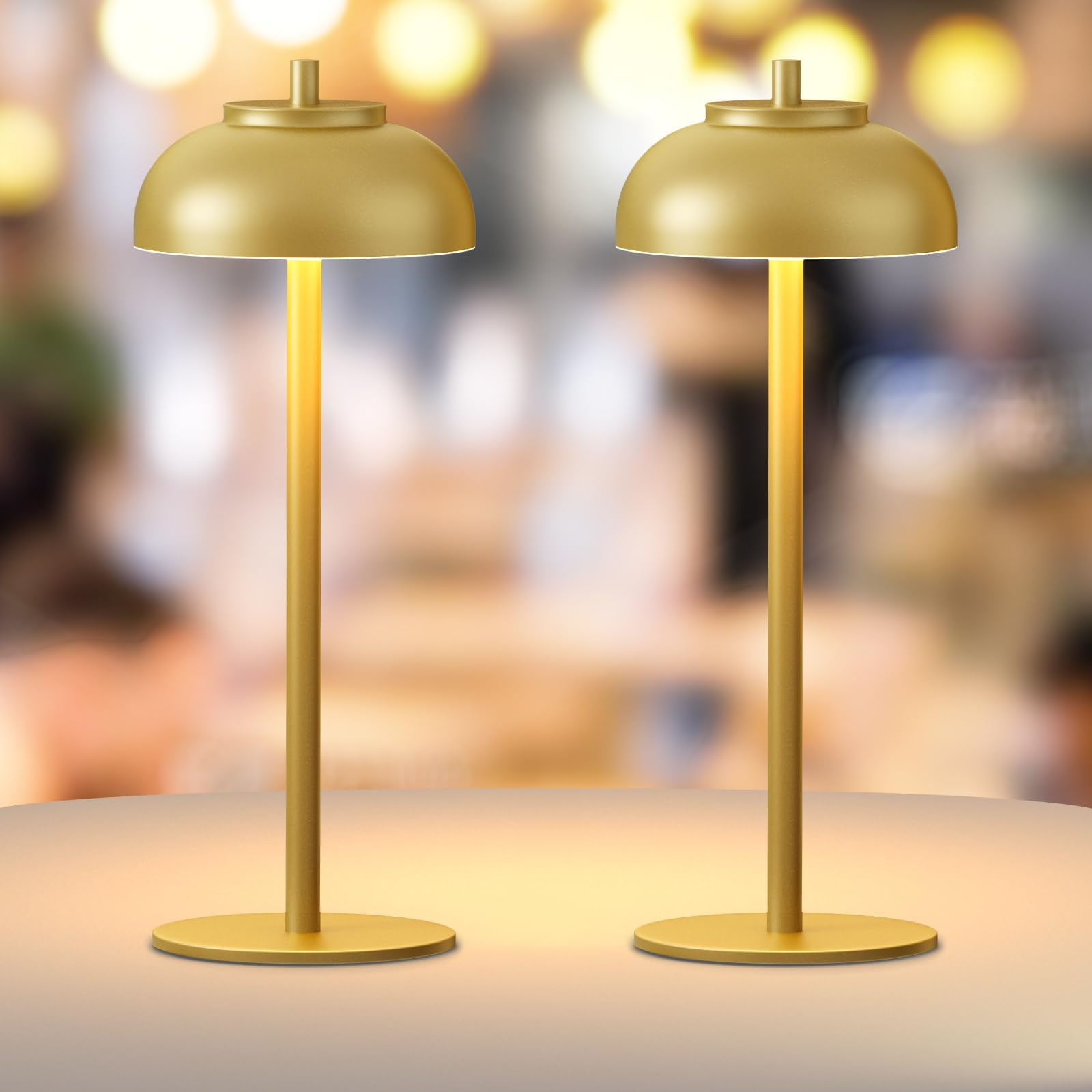 Modern LED Table Lamp Metal Rechargeable Adjustable Brightness Black Gold — Image 5
