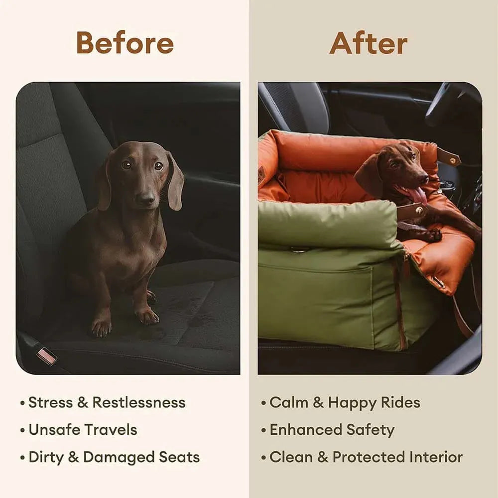 Funny Fuzzy Pet Car Seat Carrier Green Waterproof Anti-Scratch Travel Bed for Dogs Cats — Image 3