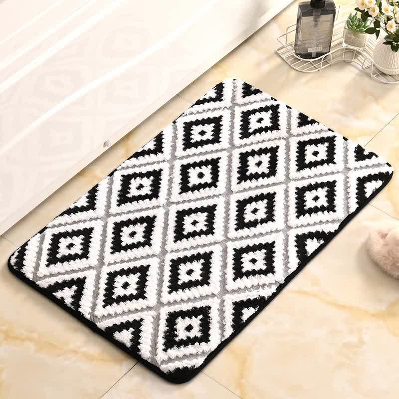 Luxury Bath Mat Non-Slip Memory Foam Geometric Pattern Absorbent Soft Plush Rug Bathroom Decor — Image 7