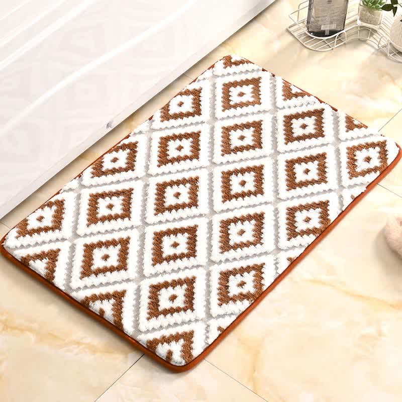 Luxury Bath Mat Non-Slip Memory Foam Geometric Pattern Absorbent Soft Plush Rug Bathroom Decor — Image 10