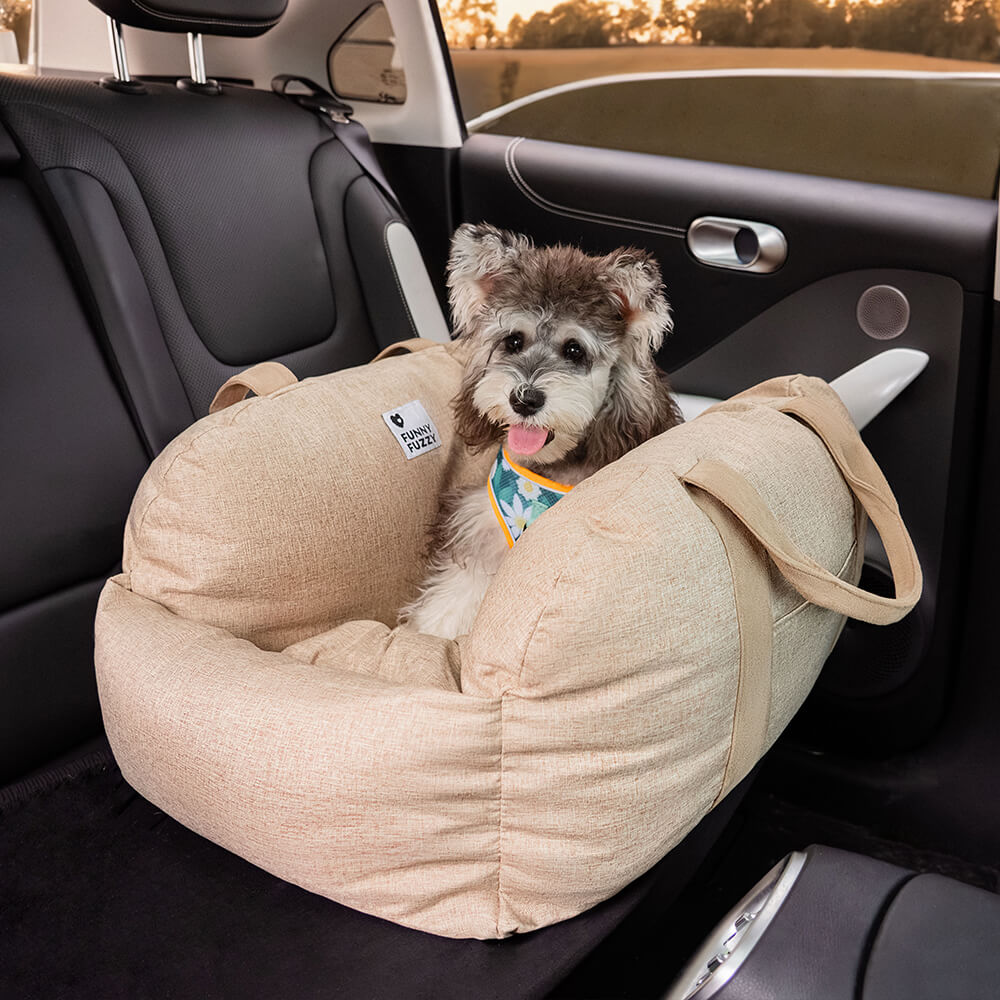 Funny Fuzzy Pet Car Seat Bed Soft Washable Cushion Safety Strap Anti-Slip Bottom — Image 4