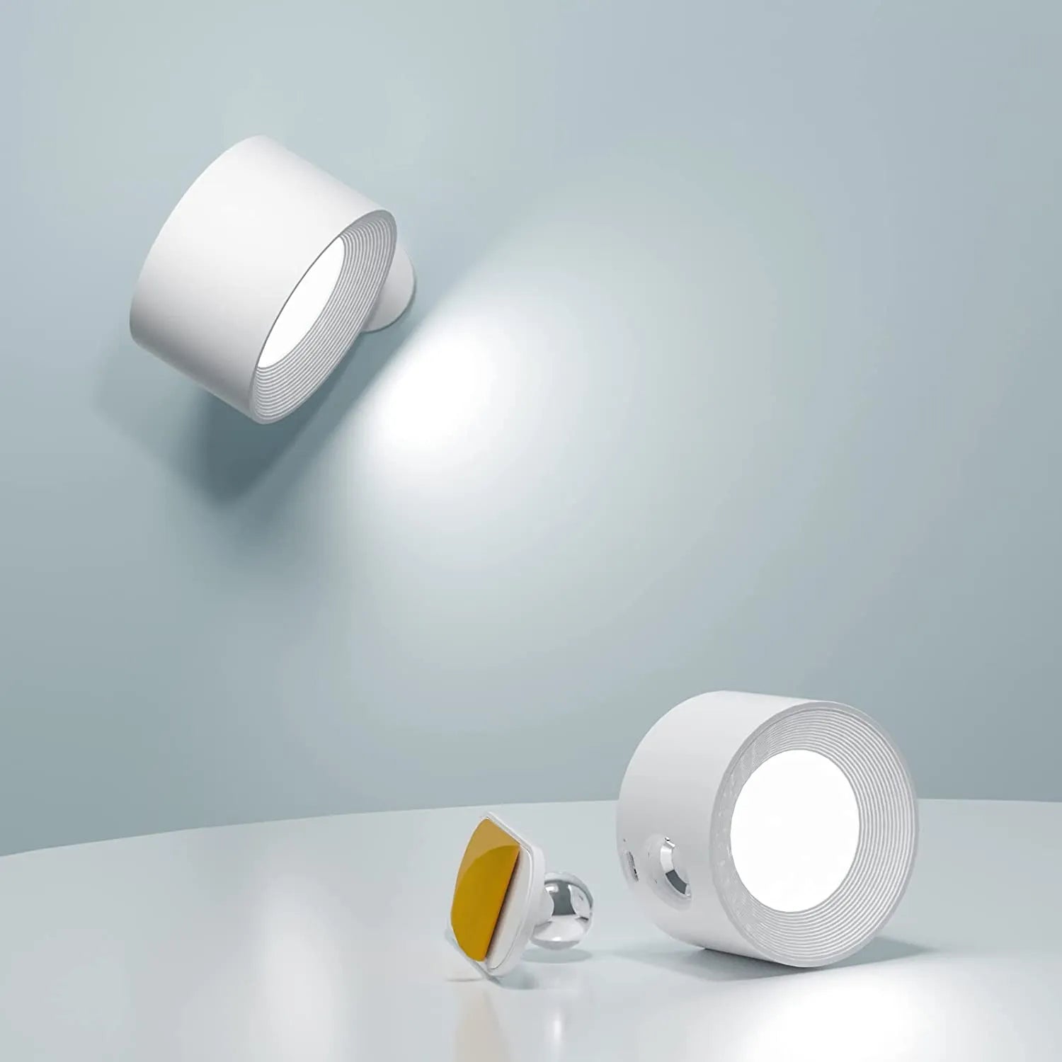Modern Adjustable Wall Light LED Rechargeable Remote Control Wood Black White — Image 3