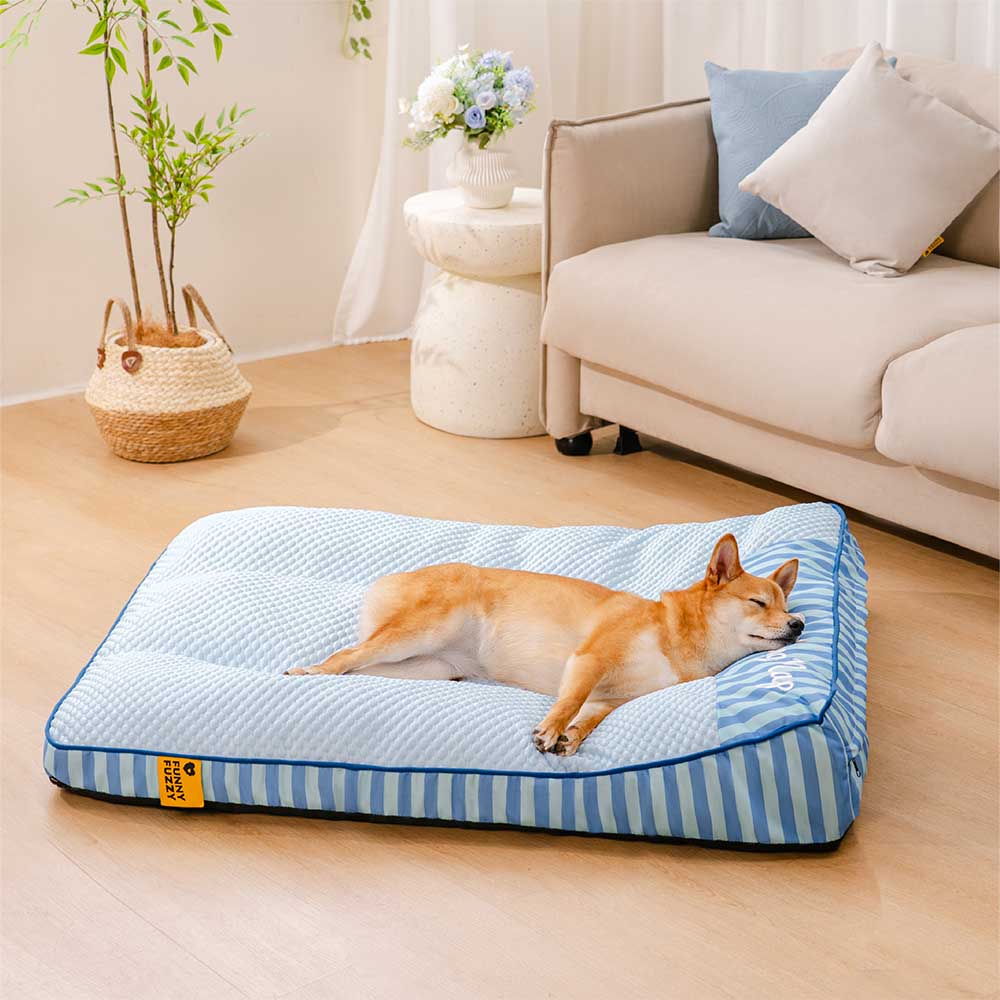 FUNNYFUZZY Orthopedic Dog Bed Blue Gel Memory Foam Washable Cover Large Size Pet Mattress — Main Image