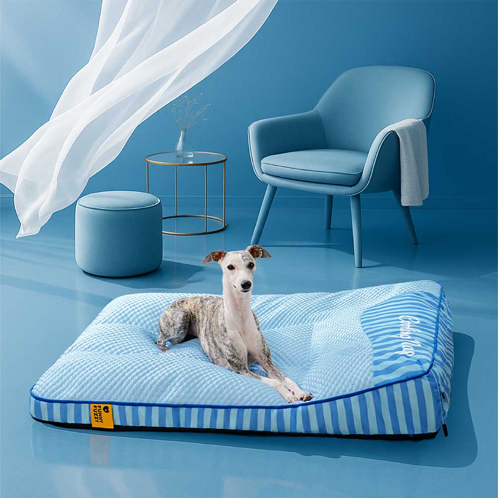 FUNNYFUZZY Orthopedic Dog Bed Blue Gel Memory Foam Washable Cover Large Size Pet Mattress — Image 3