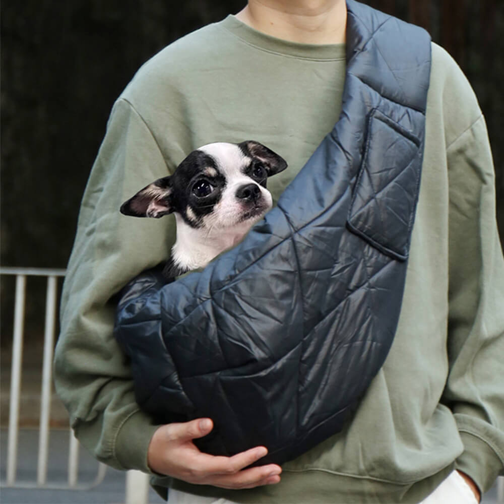 Pet Sling Carrier Bag Quilted Soft Padded Shoulder Sling for Small Dogs Cats Safety Clasp Pocket — Main Image