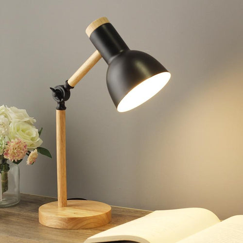 Modern Wooden Desk Lamp Adjustable LED Reading Light Rotatable Arm Home Office — Image 2