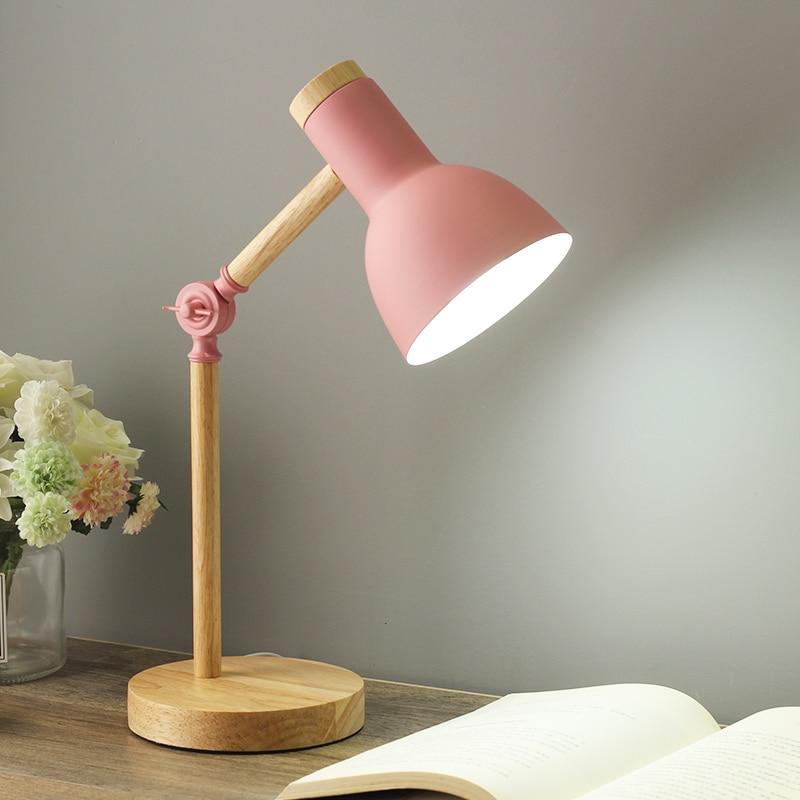 Modern Wooden Desk Lamp Adjustable LED Reading Light Rotatable Arm Home Office — Image 5