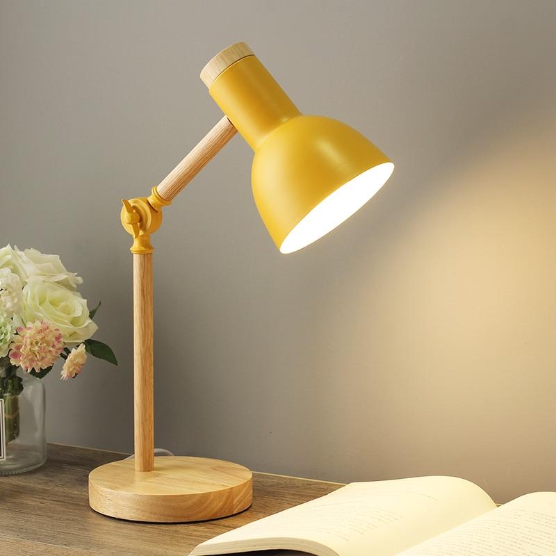 Modern Wooden Desk Lamp Adjustable LED Reading Light Rotatable Arm Home Office — Image 6