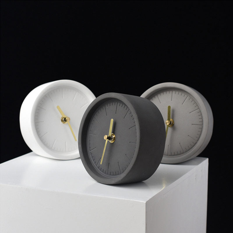 Modern Minimalist Concrete Desk Clock Silent Quartz Movement Home Office Decor — Image 2