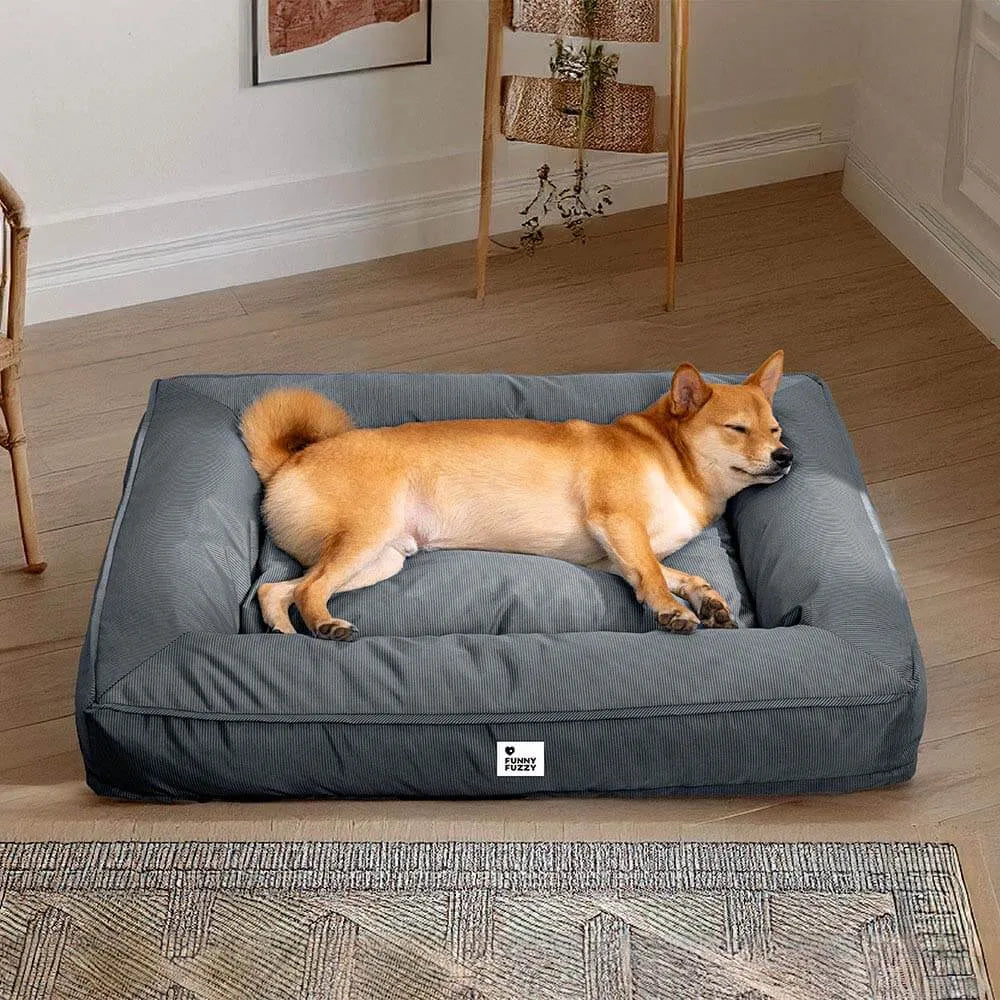 Funny Fuzzy Orthopedic Dog Bed Blue Waterproof Oxford Fabric Large — Main Image